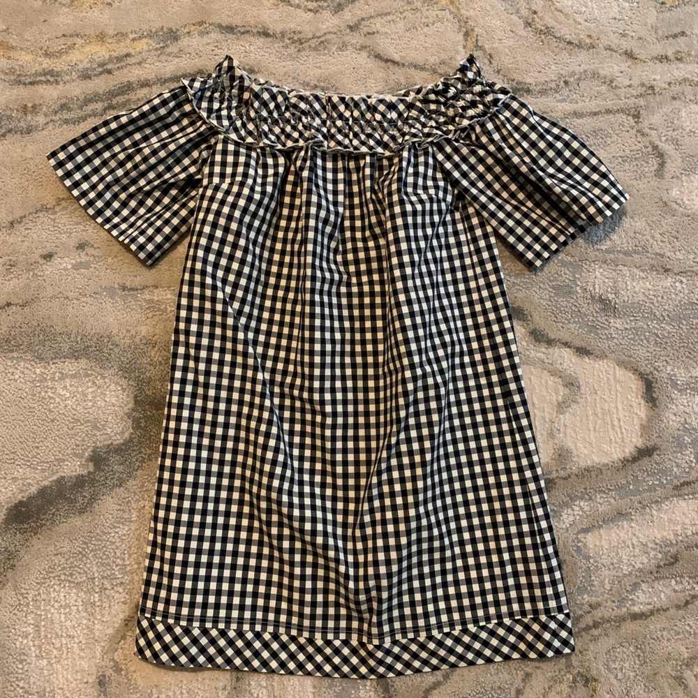 Vineyard Vines Gingham off the shoulder dress